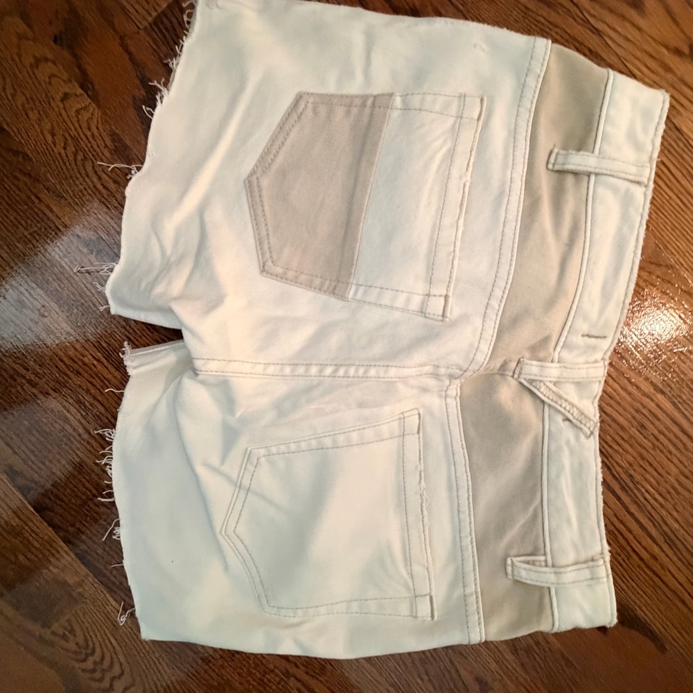 One of a Kind- Free People Cream Denim Shorts with Rhinestone Detail - Picture 6 of 6
